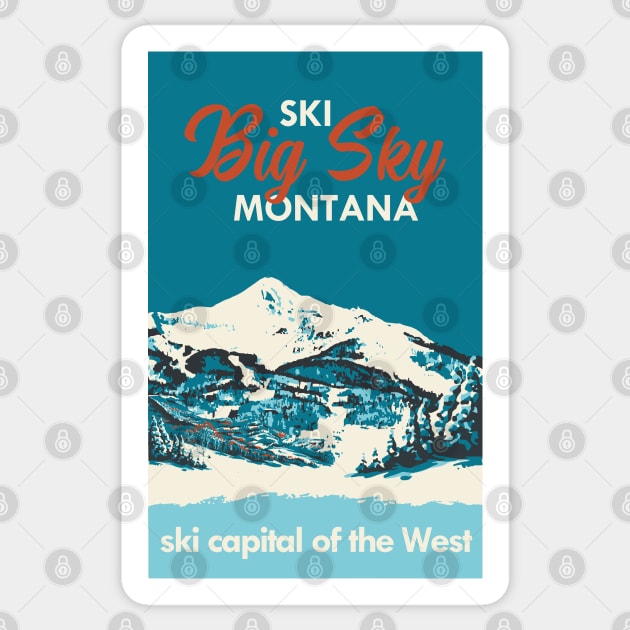 Ski Big Sky Montana Vintage Ski Poster Sticker by ROEDERcraft